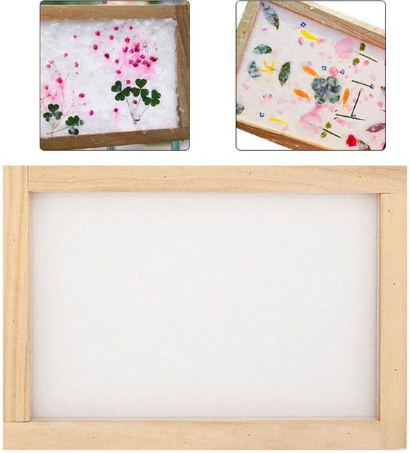Fishine DIY Blumen- und Grasfaser-Papierherstellungsrahmen aus Holz, Farbe: Weiß, B/T/H: 30 x 30 x 20 cm - Bild 1
