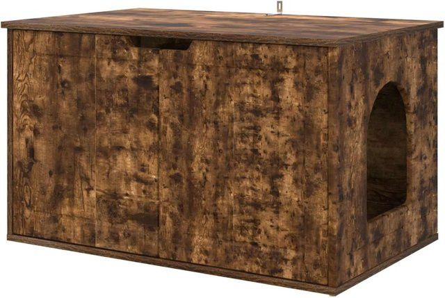 vidaXL Katzenhaus aus Holzwerkstoff in Geräucherte Eiche, B/T/H: 85 x 55 x 50,5 cm - Bild 1