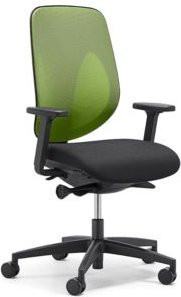Giroflex Bürostuhl 353 mit Armlehnen, Auto-Synchronmechanik, Muldensitz und 3D-Netz-Rückenlehne in Grün/Schwarz - Bild 1