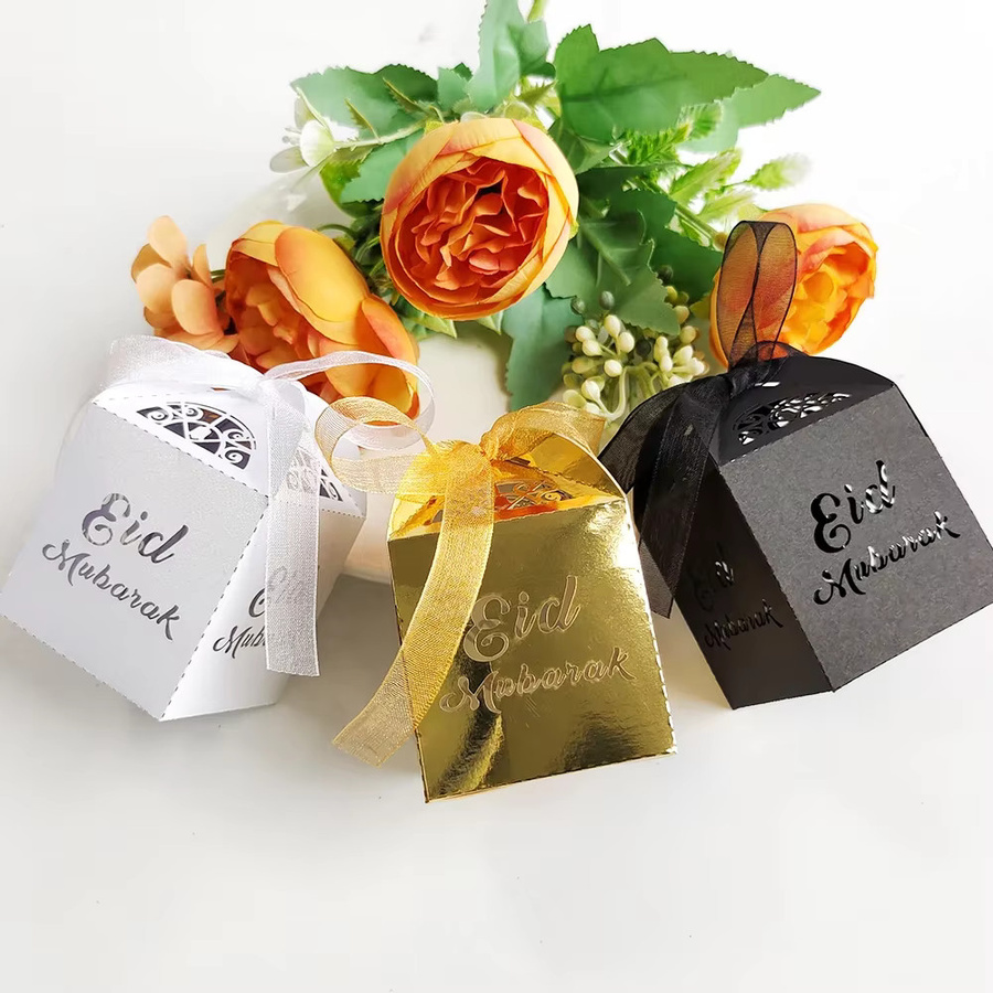 10 Stück Ramadan Geschenkboxen Eid Mubarak in Gold und Weiß aus Papier für Kinder und islamische Partys - Bild 1