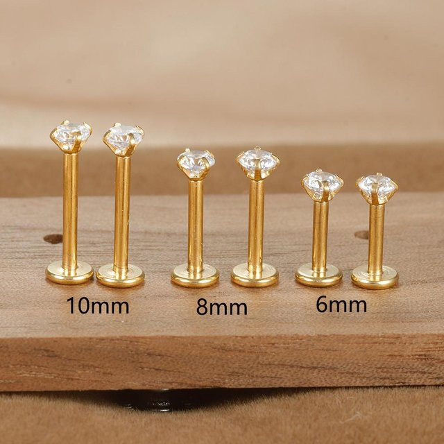 Ohrring Labret Tragus Stecker, Edelstahl, Kristall, Damen, beige - Bild 1