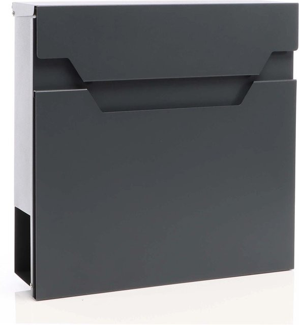 Xpotool Briefkasten V61 Anthrazit mit Zeitungsfach und Soft-Close aus Stahl, H x B x T: 37 x 37 x 10,5 cm - Bild 1