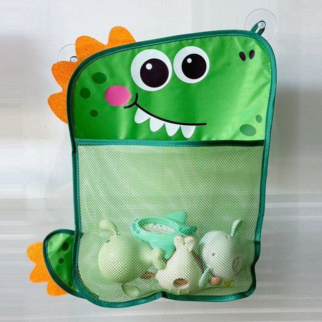 Vvocci Baby Bad Spielzeug Aufbewahrungstasche aus Mesh mit starken Saugnäpfen in Pink und Grün - Bild 1