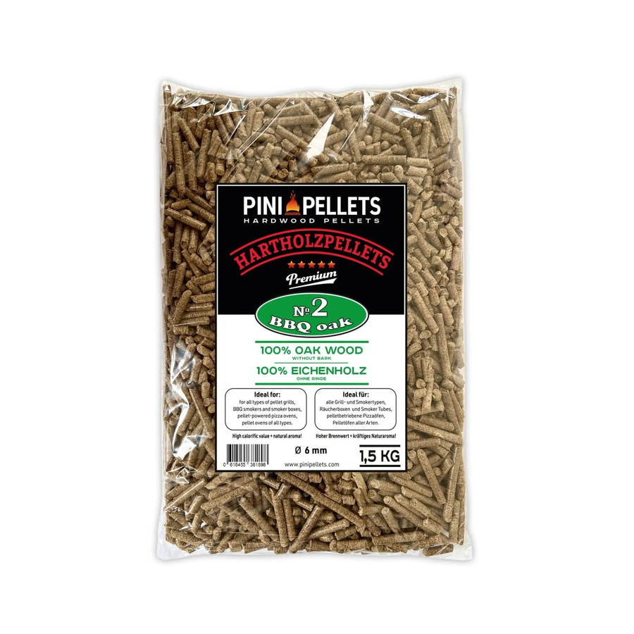 PINI Grillpellets aus 100% Eiche Nr. 2 zum Grillen, Räuchern und Smoken, 1,5 kg - Bild 2