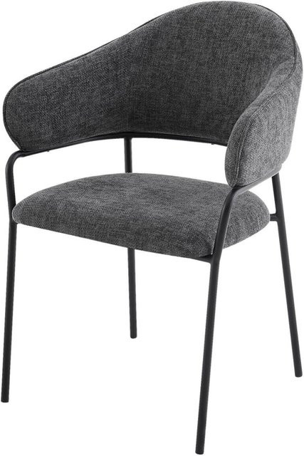 2er-Set Stühle CURVE von byLIVING in Grau mit Stoffbezug und Freischwinger-Gestell, B: 60 cm, H: 86 cm, T: 58 cm - Bild 1