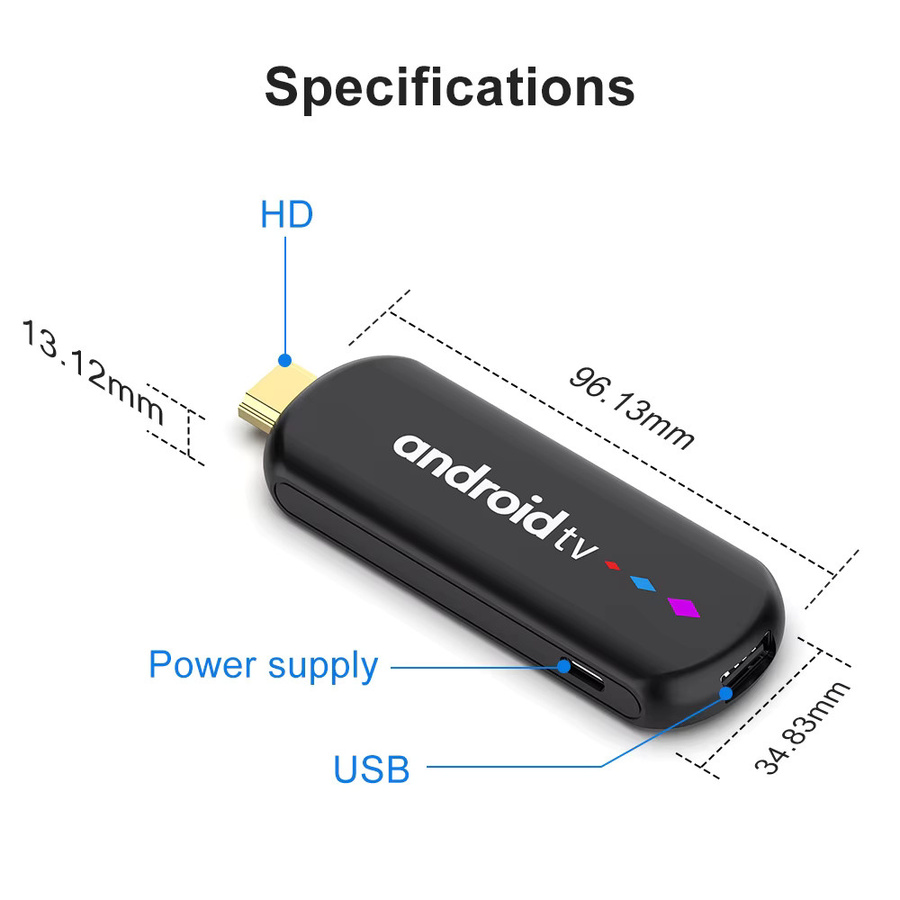 H96 MAX Android 14 Smart TV Stick mit 4K UHD, Bluetooth und Dual-Band Wifi in Schwarz - Bild 3
