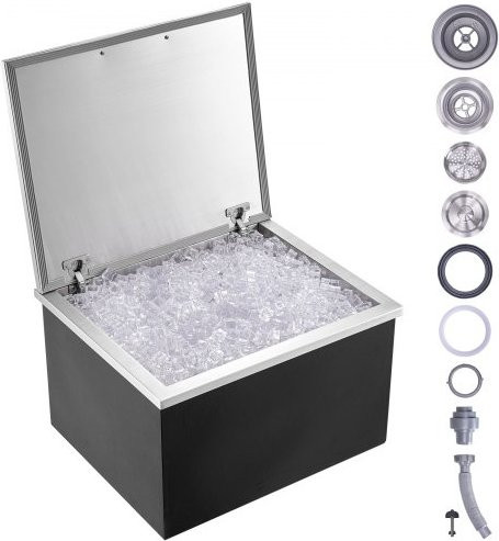 VEVOR Drop-in-Eisbox aus Edelstahl mit Klappdeckel und Abfluss, 82,6 l, B: 710 mm, T: 406 mm, H: 437 mm - Bild 1