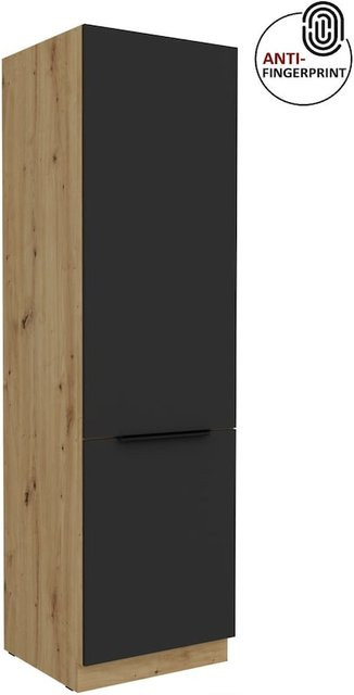 Küchen Hochschrank ARIA Schwarz matt Anti Fingerprint mit fünf Böden Breite: 60 cm - Bild 1