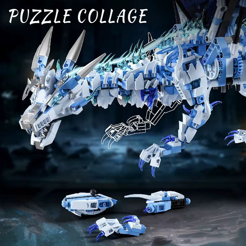 FUNXINEE Ice Dragon Bricks, Bausatz, 1676 Teile, leuchtende Augen, bewegliche Gelenke - Bild 3
