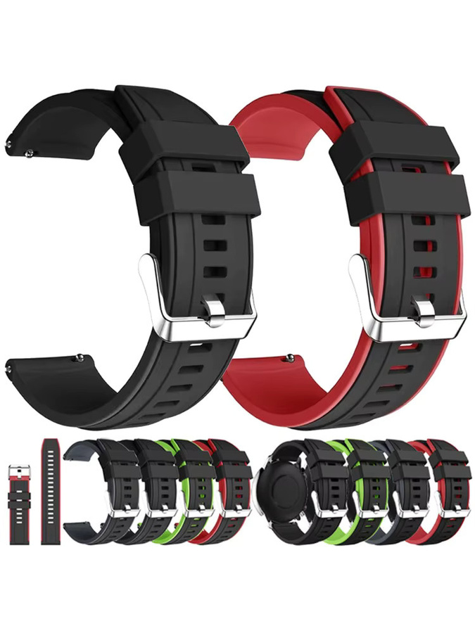Huami Uhrenarmband Silikon, Schwarz, 20mm/22mm - Bild 6