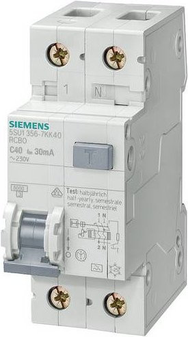 Siemens FI-Schutzschalter RCBO 1-polig 13A 0,3A 230V Weiß 5SU16566KK13 - Bild 1