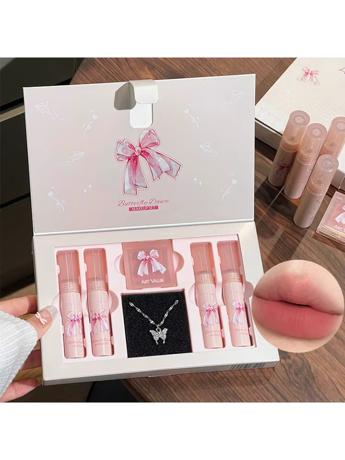 Lipgloss und Puder-Rouge Kosmetik-Set, Satin, Unisex - Bild 5