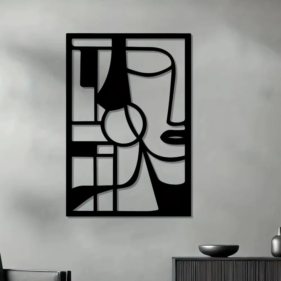 CIFBUY Moderne Abstrakte Metall-Wandkunst in Schwarz als Rechteckige Eisenskulptur für Innen- und Außenbereich - Bild 4