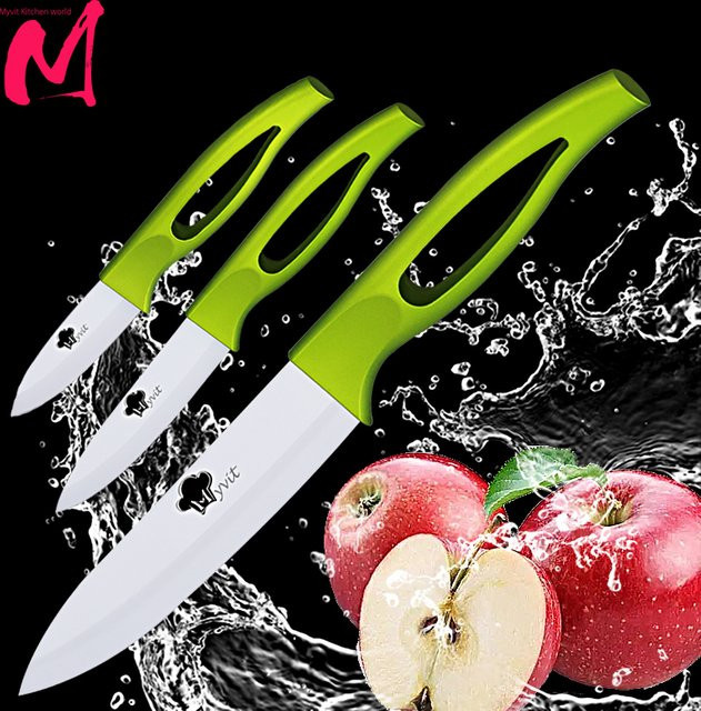 MYVIT Keramikmesser-Set mit grünem Griff und weißer Klinge für Obst und Allzweckaufgaben - Bild 1