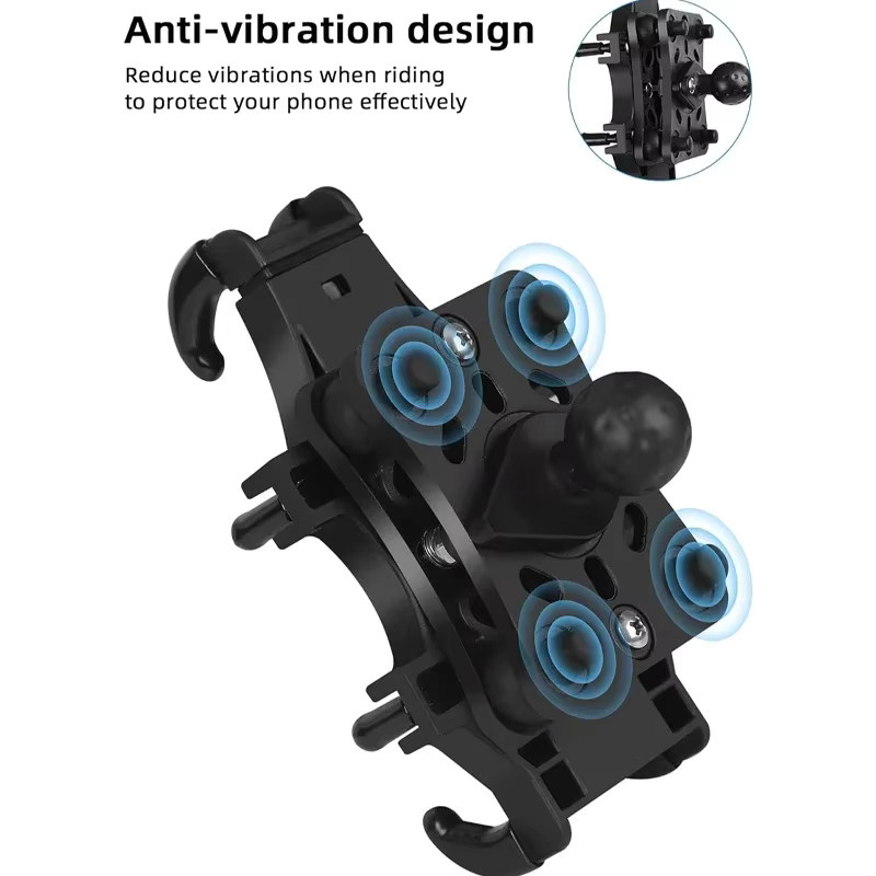 Universelle Handyhalterung für Motorrad, Fahrrad und Roller in Schwarz, passend für Smartphones von 4,7 bis 7,1 Zoll - Bild 3