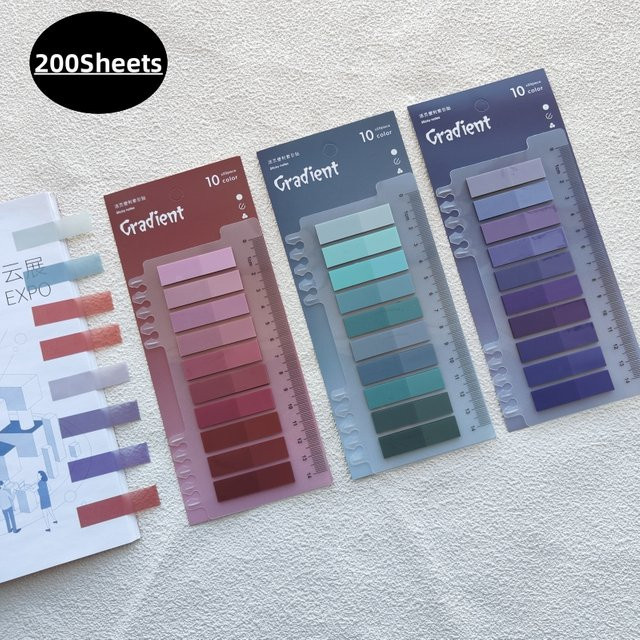 KindFuny Transparente Haftnotizen, 200 Blatt, Selbstklebend, Multicolour, Lesezeichen und Indexregisterkarten für Bücher - Bild 1