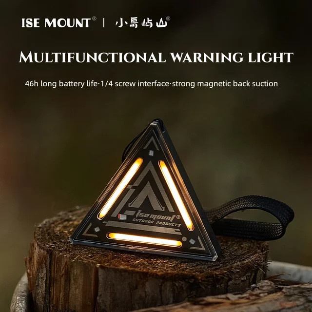 MOUNTAINHIKER ISE MOUNT IPX4 Multifunktionale Dreieckige Warnleuchte in Schwarz für Outdoor, Camping und Nachtradfahren mit wiederaufladbarem Akku - Bild 1