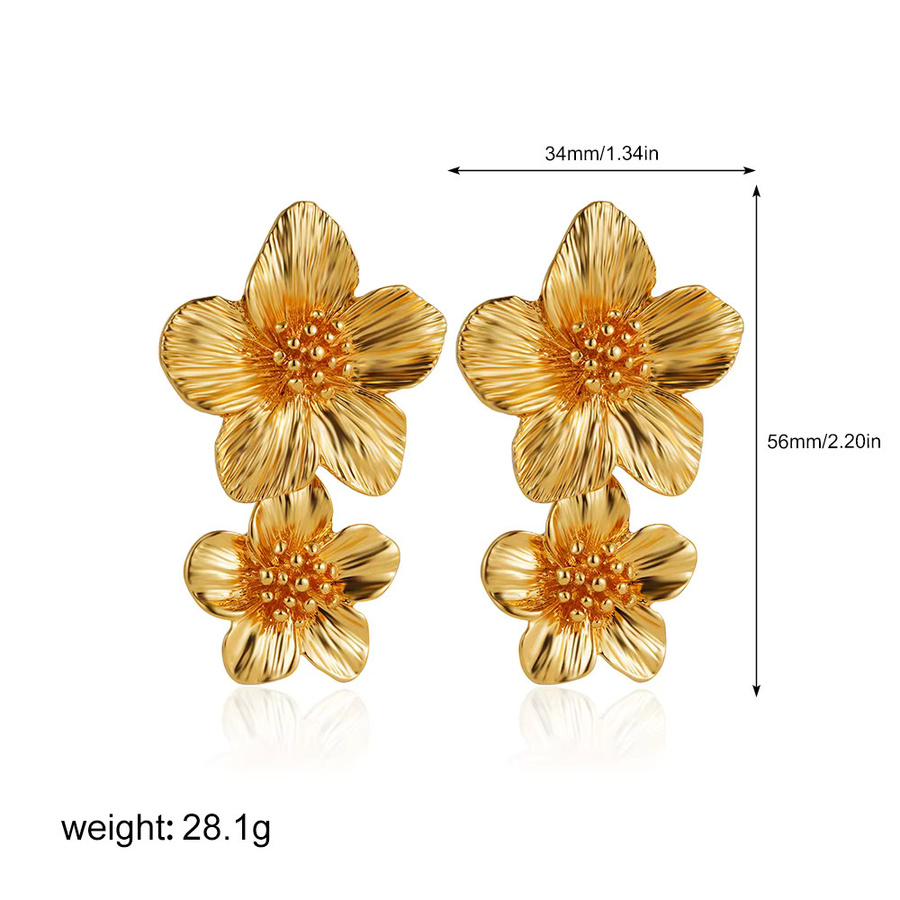amofa Blumen-Ohrstecker, Edelstahl, goldfarben, Damen - Bild 2
