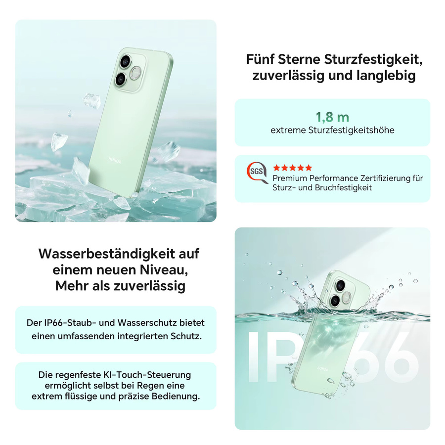 HONOR 600 Lite Smartphone 5G, Green, 256 GB Speicher, 8 GB RAM, 6,6 Zoll AMOLED-Display, 108 MP AI-Kamera, 6520 mAh Akku mit 45W Schnellladen, Android 16, NFC, IP66 & SGS Zertifizierung - Bild 4