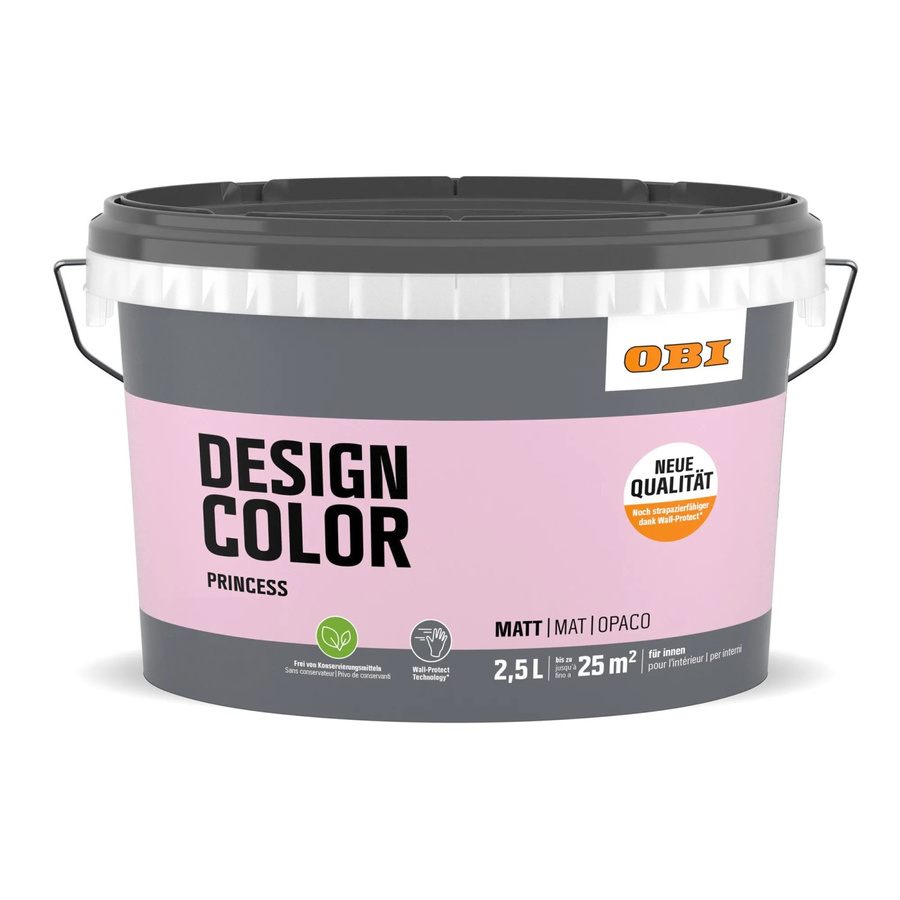 OBI Design Color Princess Wandfarbe Dispersion Wasserbasiert Pink Multicolour 2,5 l - Bild 2