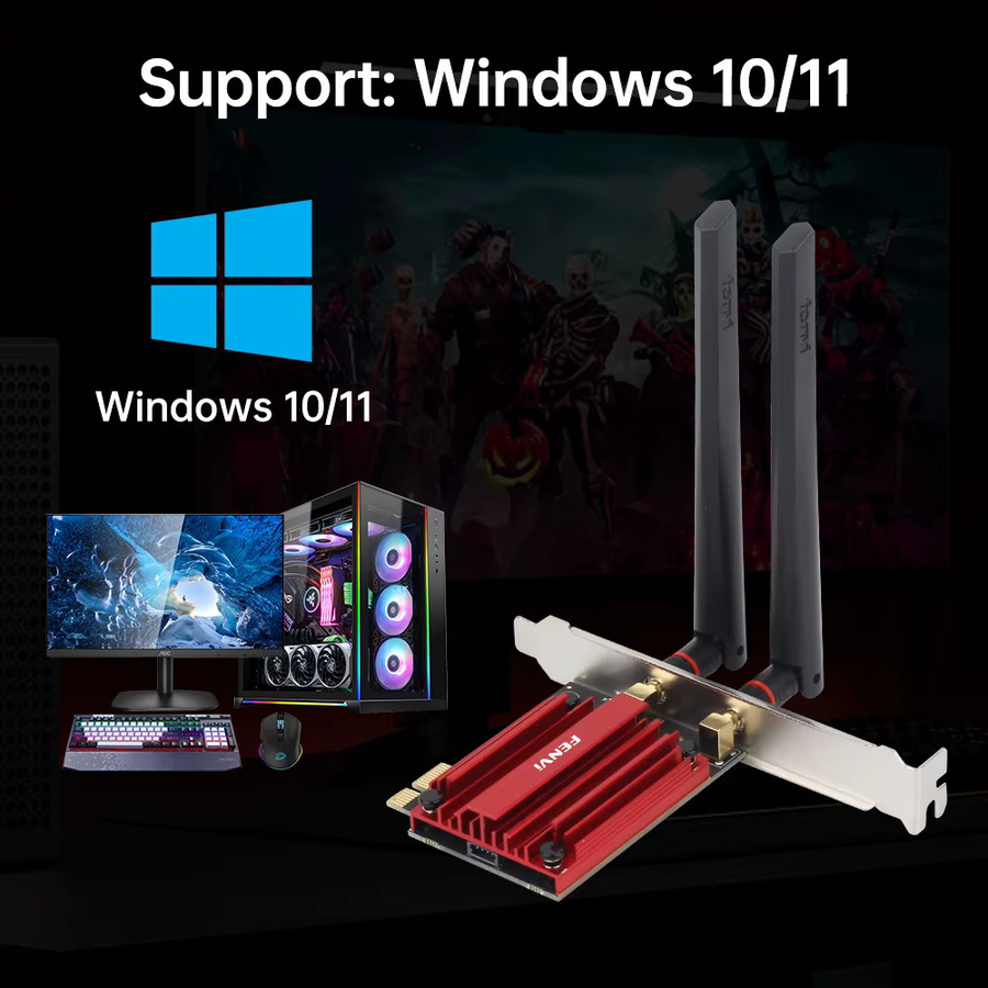 Fenvi WiFi 7 PCIe Netzwerkkarte mit Bluetooth 5.4 und MT7925 Chip für Desktop-PCs, kompatibel mit Windows 10/11 - Bild 4