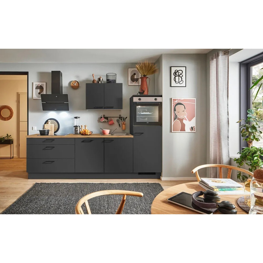 pino Küchenzeile Grafit mit 1 Geräteschrank, Breite: 260 cm, Tiefe: 60 cm, Höhe: 174 cm - Bild 2