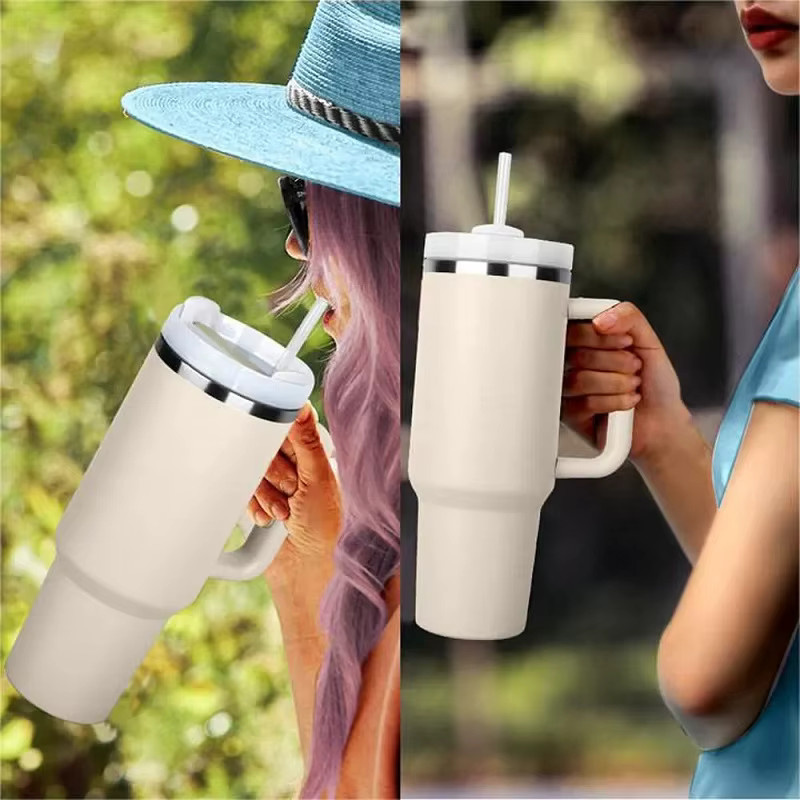 Barmaid Barware Acuum Cup 2.0 Isolierter Thermobecher aus Edelstahl mit Griff und Strohhalm für Heiß- und Kaltgetränke, 40oz - Bild 3
