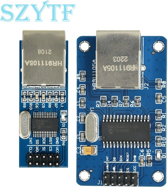 SZYTF ENC28J60 Netzwerkmodul mit SPI-Schnittstelle für Ethernet/LAN Entwicklungsboards in Blau - Bild 1