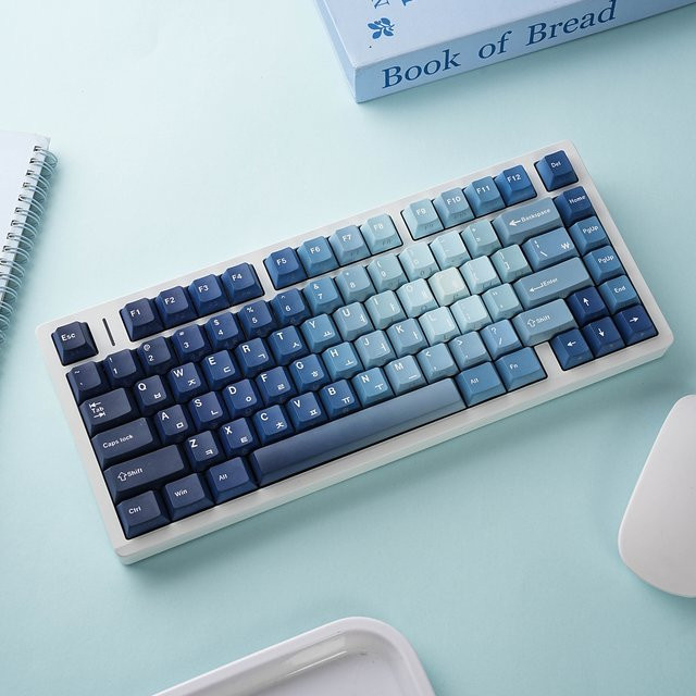 Jaycomia Ocean Heart Tastenkappen aus PBT mit Dye-Sub-Verfahren, Cherry Profile, Side Light, Farbe: Blau, kompatibel mit Rainy 75 mechanischen Tastaturen (Deutsch, Spanisch, Arabisch, Französisch, Russisch) - Bild 1