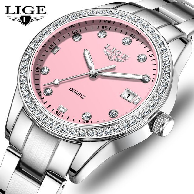 LIGE Armbanduhr Edelstahl, Quarz, Diamant, Silber, Damen - Bild 1