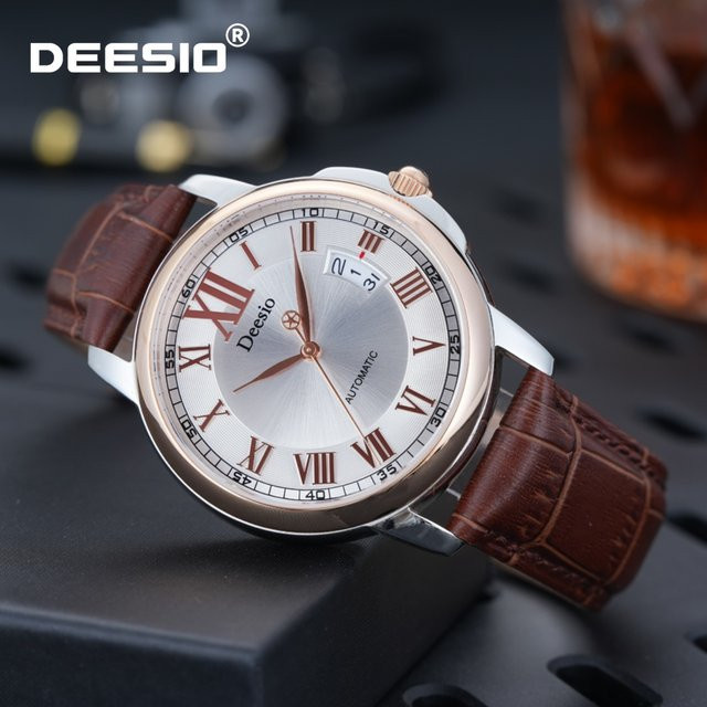 Deesio Armbanduhr Automatik, Edelstahlgehäuse, Saphirglas, Leder, Herren - Bild 1