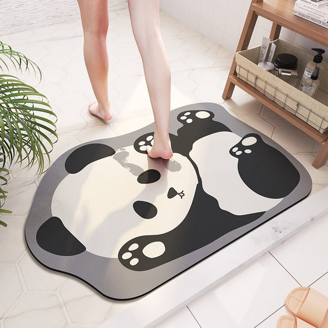 VIKAMA Panda Badezimmermatte, rutschfeste und wasserabsorbierende Schlammmatte in Multicolour, B/T: 60 x 40 cm - Bild 1
