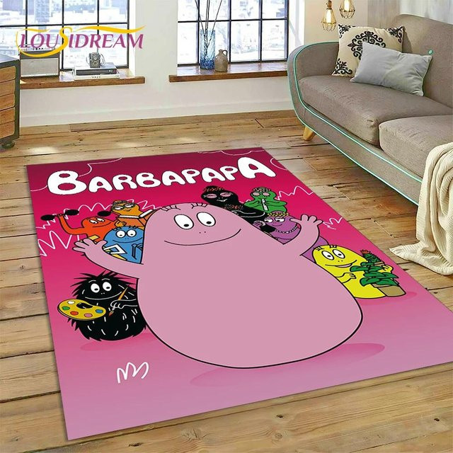 Rutschfester 3D-Cartoon-Teppich Les Barbapapa Family in Pink, dekorative Bodenmatte für Kinderzimmer, Wohnzimmer oder Schlafzimmer, B/T: 60 x 40 cm - Bild 1
