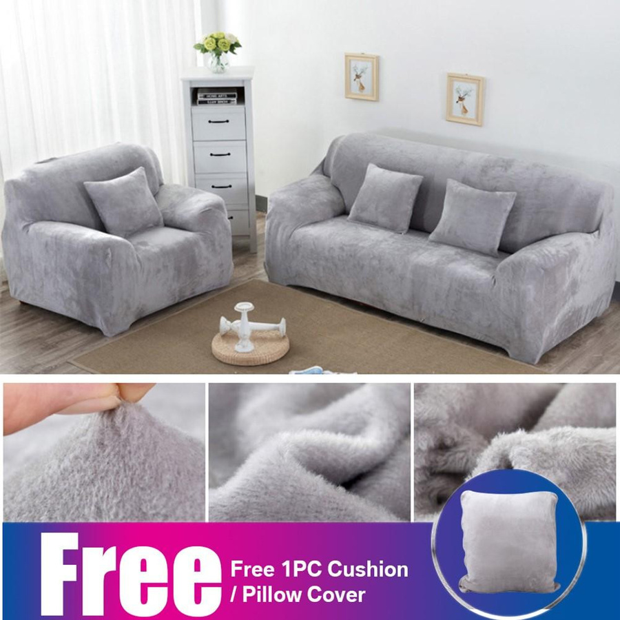 Stretch-Samt-Sofabezug für 1 Sitzer, elastischer Couchbezug aus Polyester, Schwarz, Breite: 90-140 cm - Bild 3