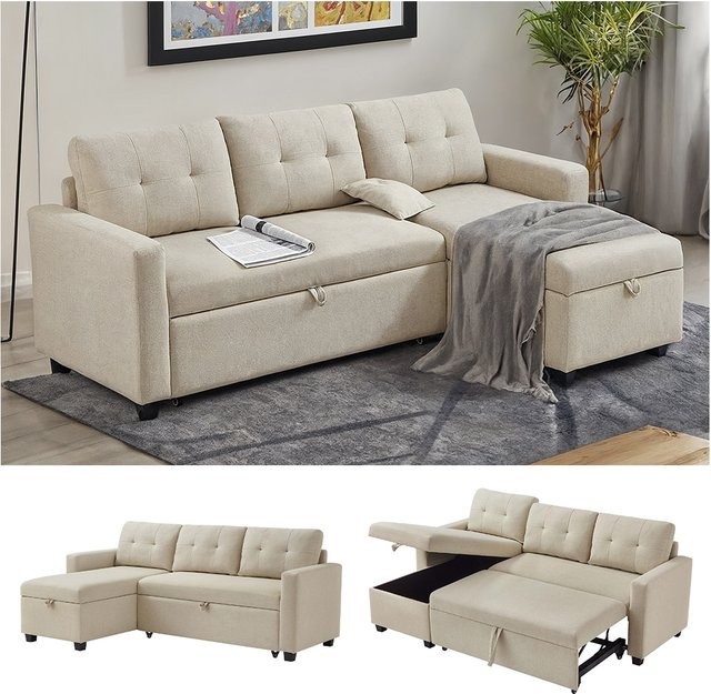 Vitalispa Ecksofa Campina Schlafsofa in Beige mit L-Form und Schlaffunktion B/T: 226 x 161 cm - Bild 1