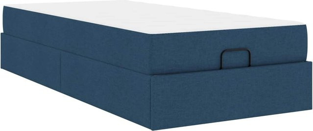vidaXL Bettgestell mit Matratze 2-teilig in Blau aus Stoff mit Schubladen B/T/H: 90 x 200 x 43,5 cm - Bild 1