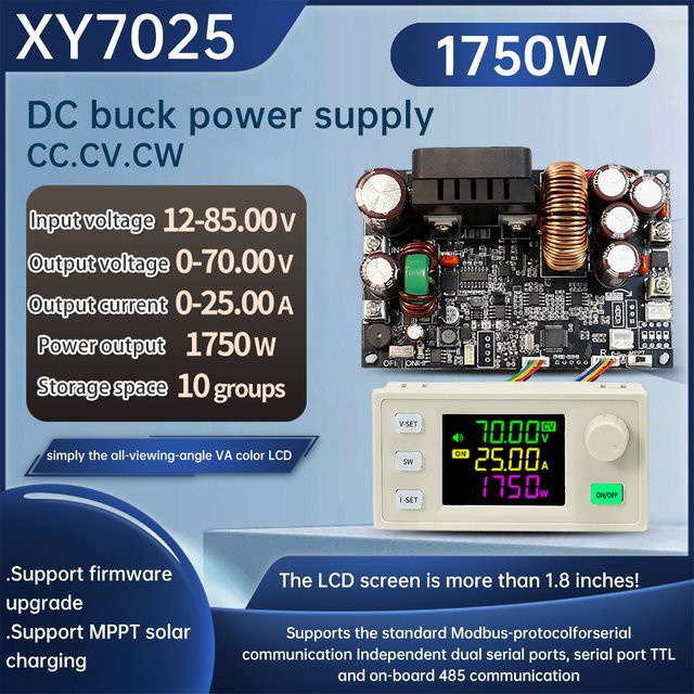 Aideepen XY7025 CNC DC Einstellbares Buck Netzteil Spannungsregler mit Konstantspannung und Konstantstrom 25A/1750W 12-85V - Bild 1