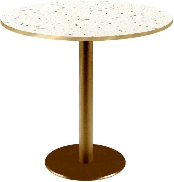 RestooTab Tisch Rome rund mit Terrazzo Platte und goldmetallic Gestell, H: 75 cm, Ø: 70 cm - Bild 1