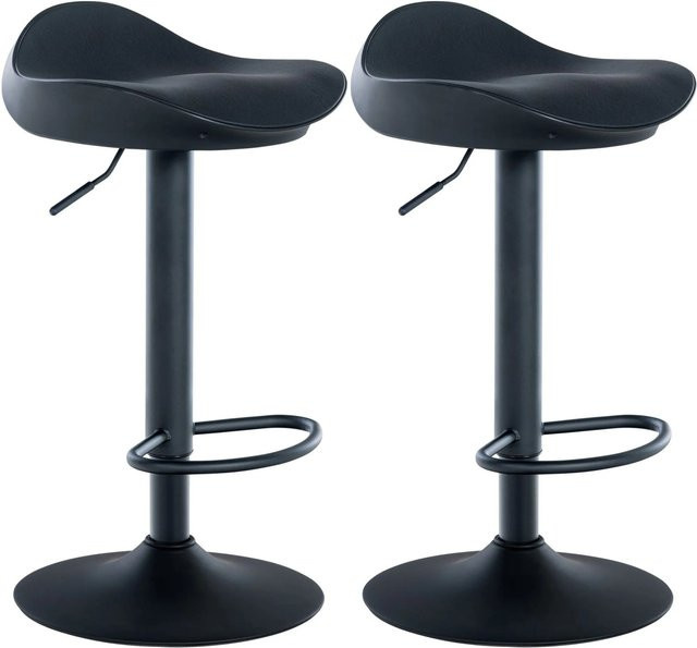 DELUKE 2er Set Barhocker GOKAR in Schwarz aus Kunstleder, drehbar, B/T/H: 39 x 40 x 66 cm - Bild 1