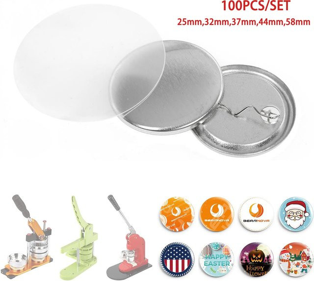 100 Stück Metall Anstecknadel-Rohlinge in Silber für Button-Maschinen und Abzeichen-Herstellung - Bild 1