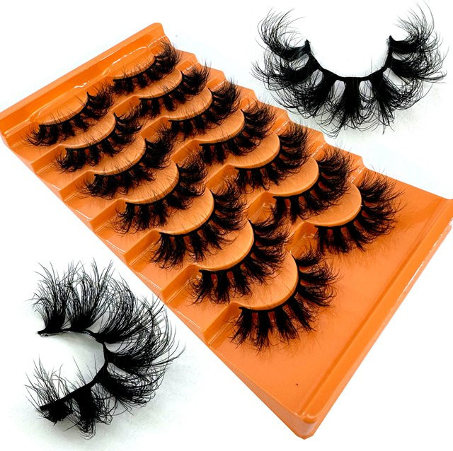 AMSDCN Streifenwimpern, künstlicher Nerz, D-Curl, 7 Paar, 9–20 mm - Bild 1