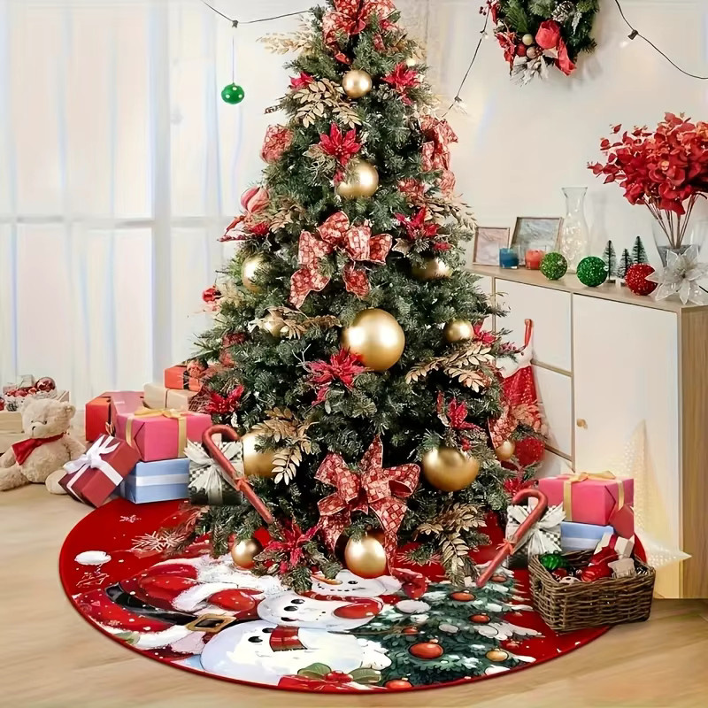 DUTRIEUX Weihnachtsbaum-Rock in Rot im Weihnachtsmann- und Schneemann-Stil aus Polyester - Bild 3
