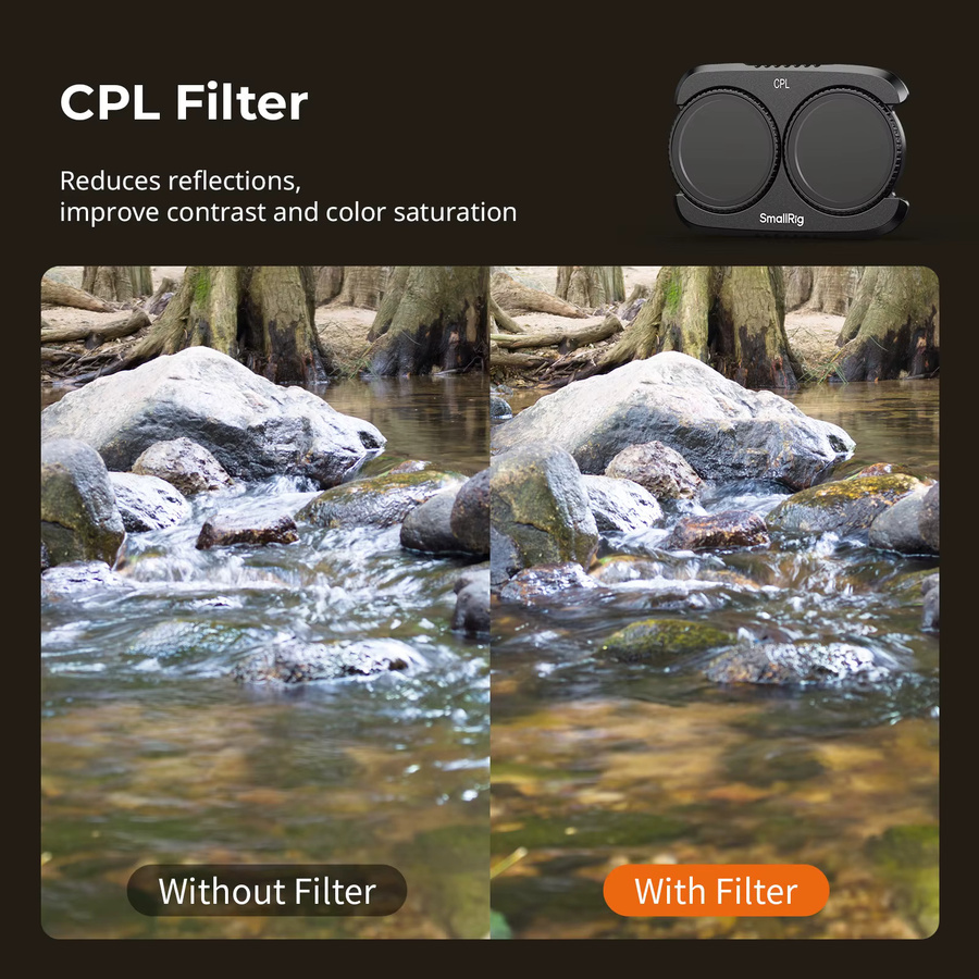 SmallRig Split-Filter-Set für DJI Osmo Pocket 4P in Schwarz mit ND16, ND64, ND256, CPL und 1/4 Diffusionsfilter Basis - 6658 - Bild 4