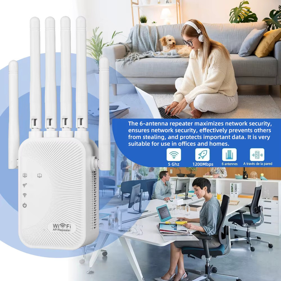 Regaton Dual-Band WLAN-Repeater 1200Mbps in Weiß mit 5G und 2.4G Unterstützung - Bild 3