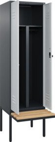 C+P PSA Doppel-Spind Classic PLUS Sitzbank mit 2 Abteilen, Buche-Hartholz und Sicherheits-Drehriegel, B/T/H: 212 x 60 x 81,5 cm - Bild 1