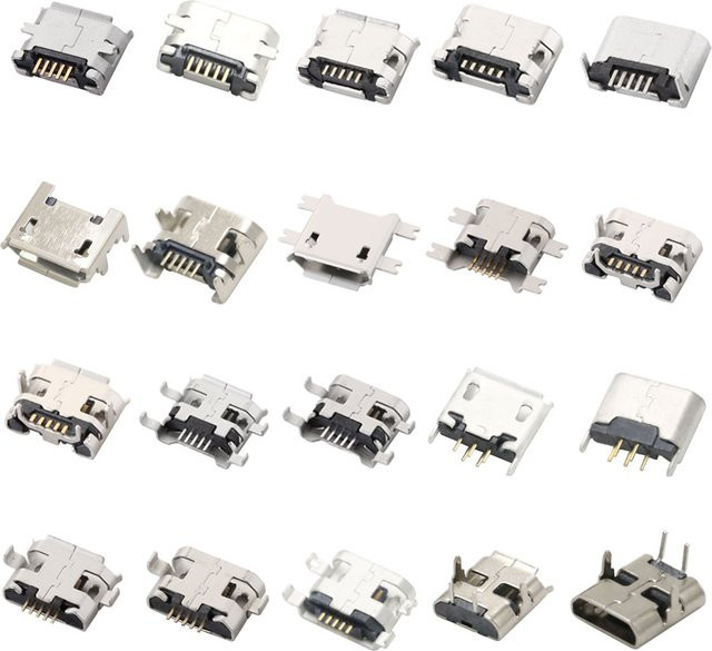 HPJF Micro USB Ladeport Set mit 20 verschiedenen Arten, 200 Stück, Farbe: Silber - Bild 1