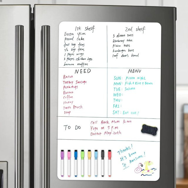 Magnetisches Whiteboard A3 in Weiß, trocken abwischbare Memo-Nachrichtentafel als flexibler Kühlschrankaufkleber für Büro und Zuhause - Bild 1