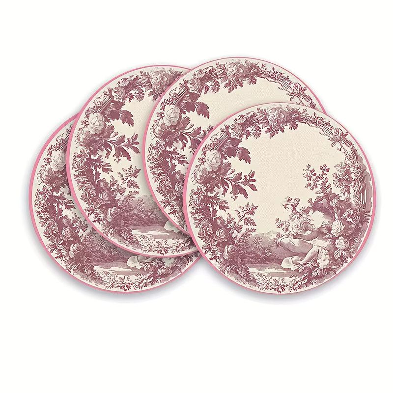 VIKAMA 4er Set Tischset American Retro mit Blumenfiguren und Landschaftsmuster in Multicolor - Bild 2