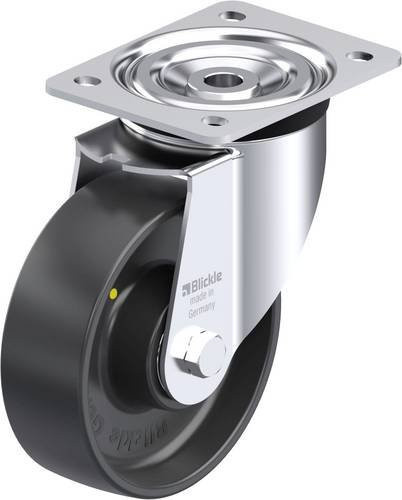 Blickle Stahlblech-Lenkrolle 150K-EL in Schwarz und Grau mit Rad-Durchmesser 150 mm und einer Tragfähigkeit von 300 kg - Bild 1