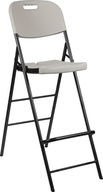 Perel Barhocker mit Rückenlehne aus Polyethylen und Stahl in Weiß, klappbar - Bild 1